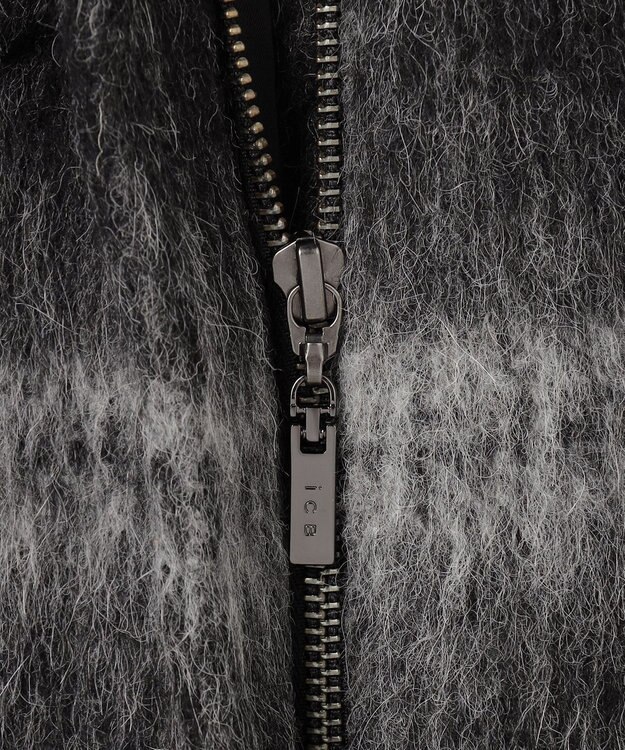 ICB ウールシャギーブルゾン ブラックチェック