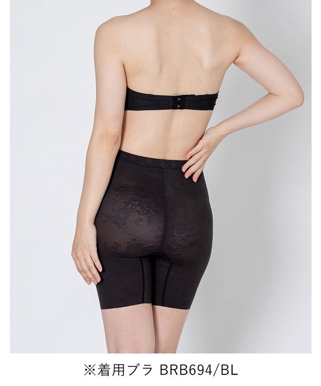 WACOAL ガードル ロング丈 【EverChic】 綿混メッシュ生地(本体) 通気性(本体) ほどよくおなか押さえ フリーカッティング仕様(裾) レディース GRC430 /ワコール ブラック