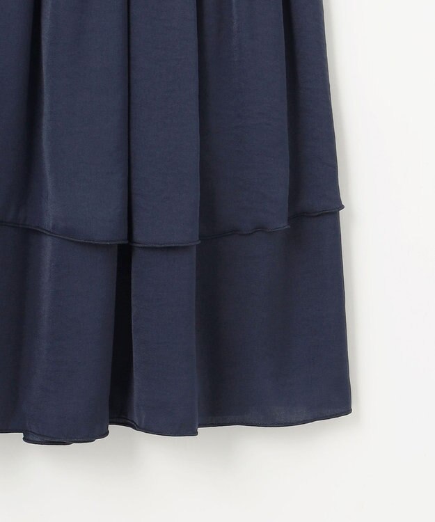 Feroux 【洗える】ランダムティアードスカート ネイビー系