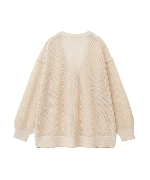 Green Parks メッシュミディ丈ニットカーディガン Ecru