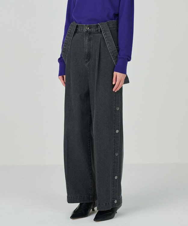 GRACE CONTINENTAL サスペンダーデニムパンツ ブラック