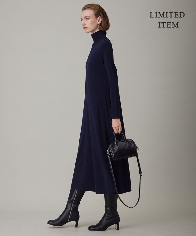 ICB 【WEB限定・洗える】 ヴィスコースハイゲージ ワンピース ネイビー系