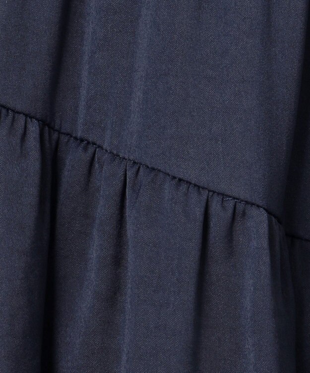 Feroux 【洗える】ランダムティアードスカート ネイビー系