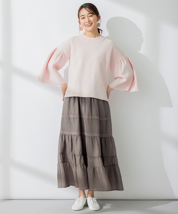 組曲 AMOSSAベルスリーブ ニット ピンク系