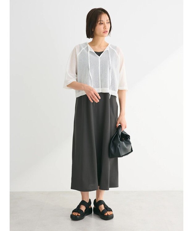 Green Parks ＳＥＴ２点　メッシュ＋ノースリーブワンピース Off White