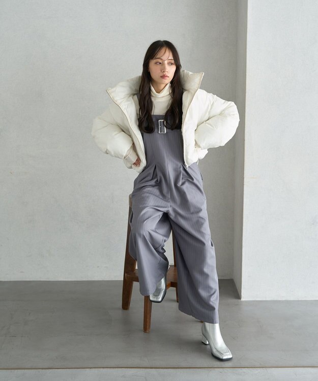 earth music&ecology 2wayパファー ショートブルゾン アイボリー