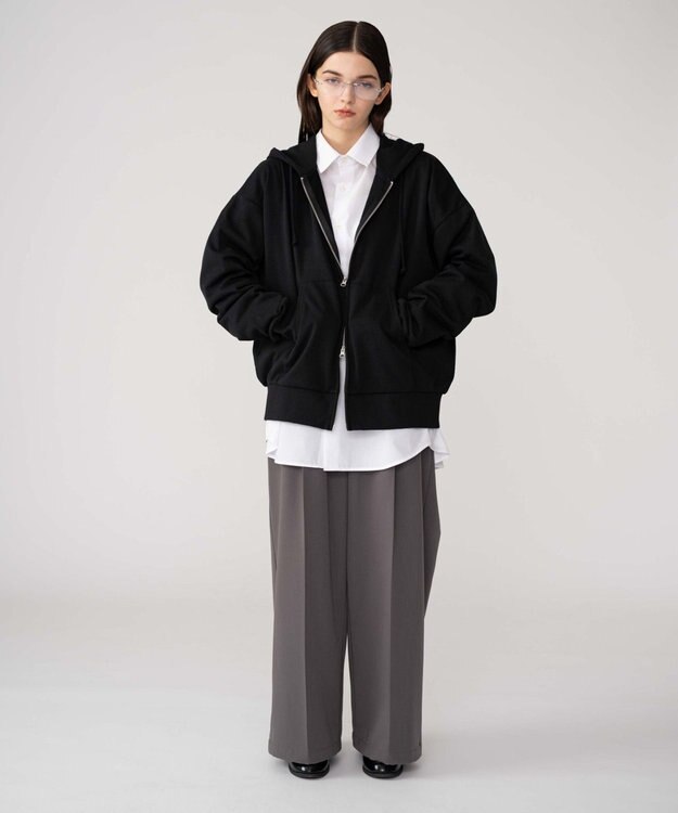 WEGO 【ユニセックス着用ITEM/MLサイズ展開】コンパクトフィットダブルZIPパーカー ブラック