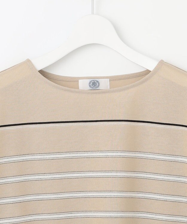 J.PRESS LADIES L パネルボーダー フレンチスリーブ カットソー ベージュ系1