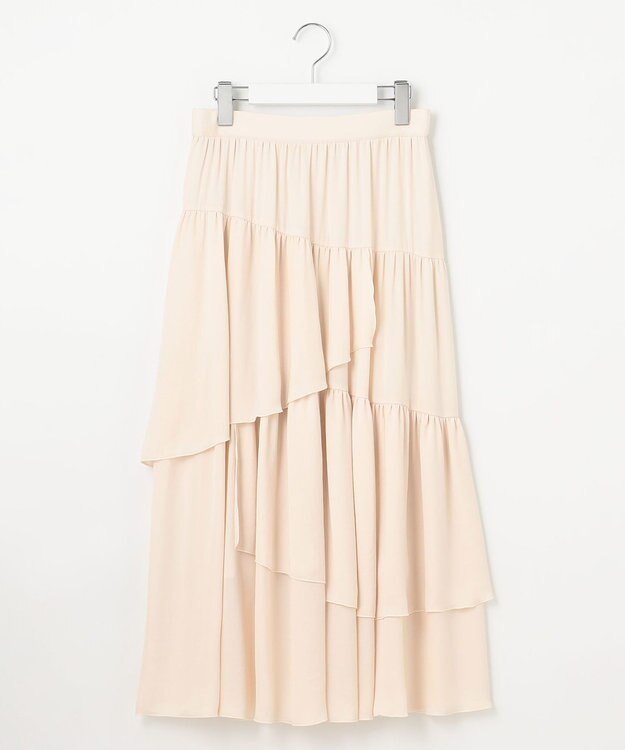 Feroux 【洗える】ランダムティアードスカート アイボリー系