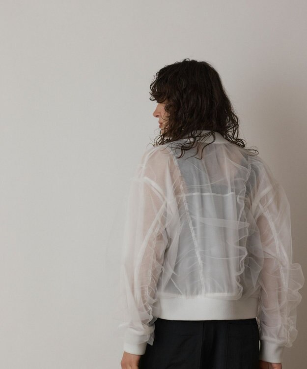 GRACE CONTINENTAL チュールギャザーブルゾン ホワイト