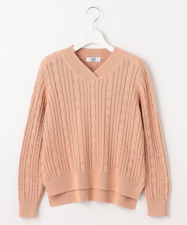 J.PRESS LADIES 【洗える】GIZA MERCERIZE COTTON ケーブル ニット ピンク系