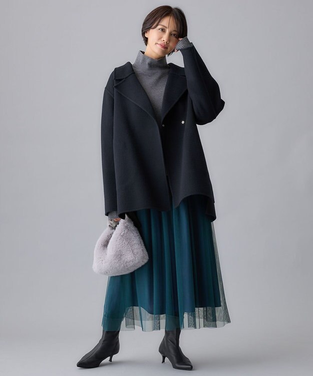 自由区 S 【洗える】ウールミラノハイネック ニット グレー系