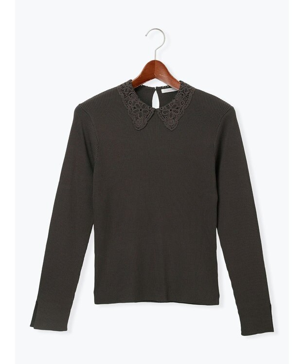 Te chichi ケミカルレースカラーリブニット チャコールグレー