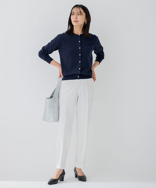 23区 L 【アンサンブル対応/洗える】プレミアム コットン カーディガン ネイビー系