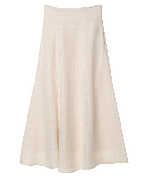 earth music&ecology シアーチェックフレアスカート Ivory