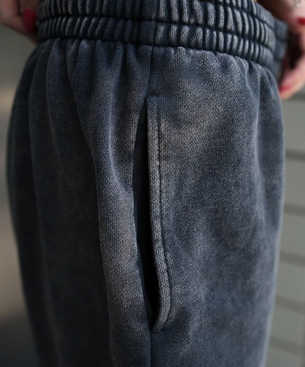 WEGO 【ウエストゴム】スウェットワイドパンツ スミクロ