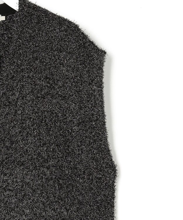 ICB ツイーディーニット ジップアップジレ ブラックミックス