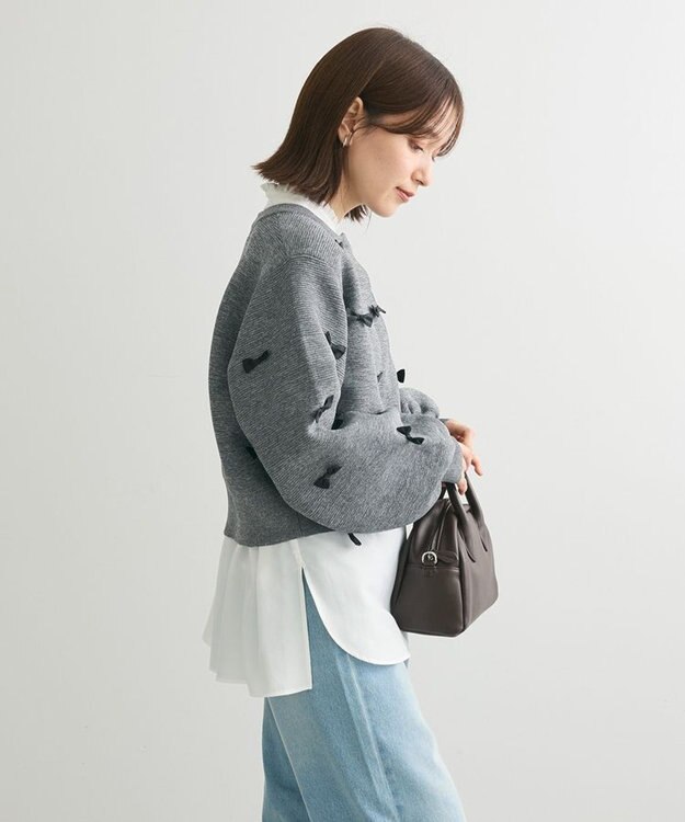 Green Parks ・ｓｗｉｎｇ　ｂｙ　メニーリボンニットカーディガン Dark Gray Mixture