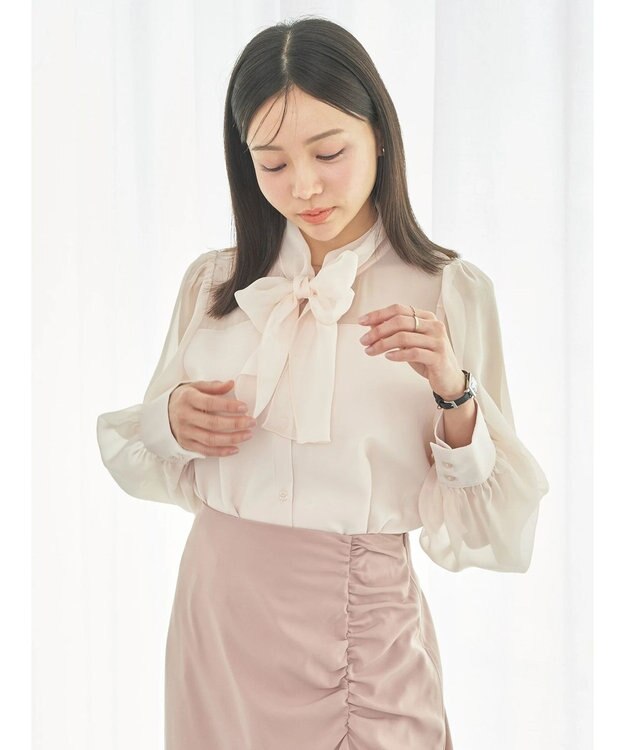 earth music&ecology シアードッキングブラウス Orange