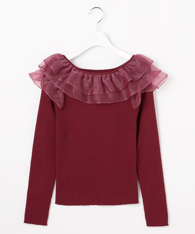 Feroux 襟フリル ニット レッド系