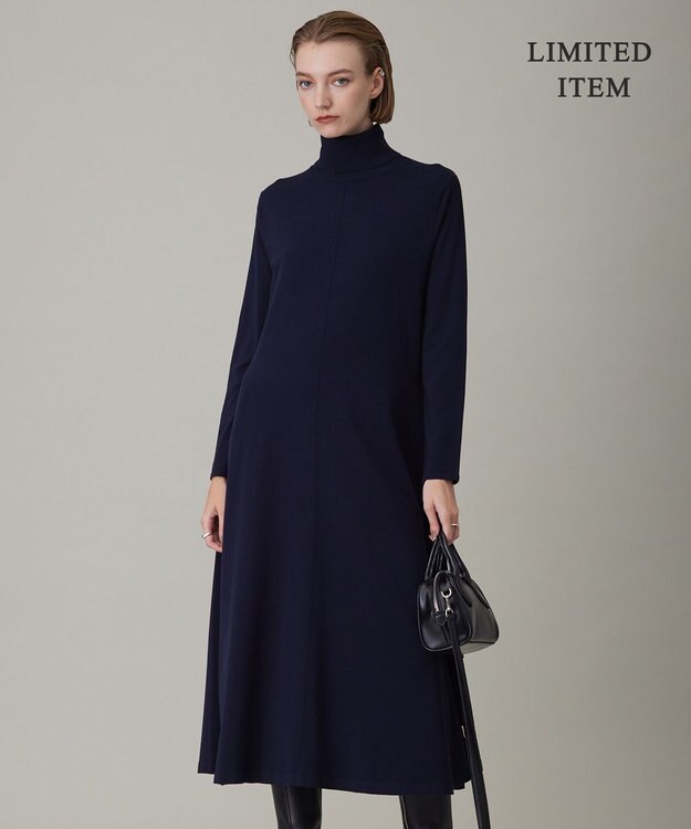 ICB 【WEB限定・洗える】 ヴィスコースハイゲージ ワンピース ネイビー系