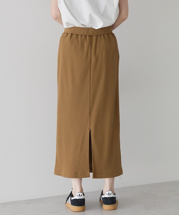 AMERICAN HOLIC 針抜きリブナロースカート Camel