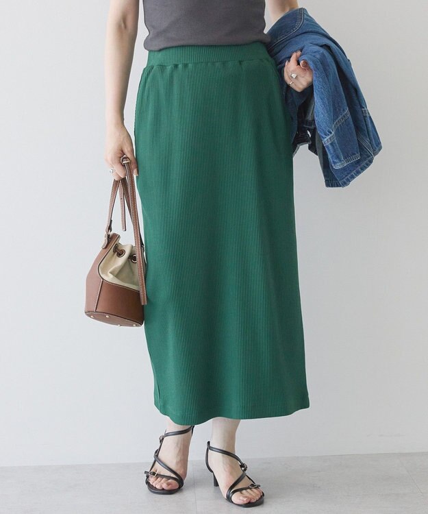 AMERICAN HOLIC 針抜きリブナロースカート Dark Green
