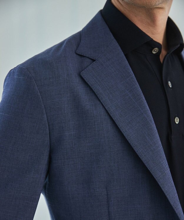 GOTAIRIKU 新クオリティ/KINGサイズ追加【洗える/シワになりにくい】タイワンタフタ  擬麻ジャケット ネイビー系