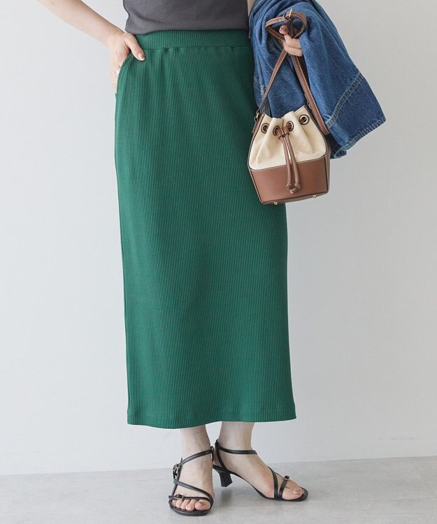 AMERICAN HOLIC 針抜きリブナロースカート Dark Green