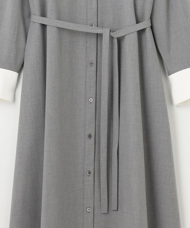 組曲 L 【KUMIKYOKU NAVY】ウーステッドライククロス シャツワンピース ミディアムグレー系