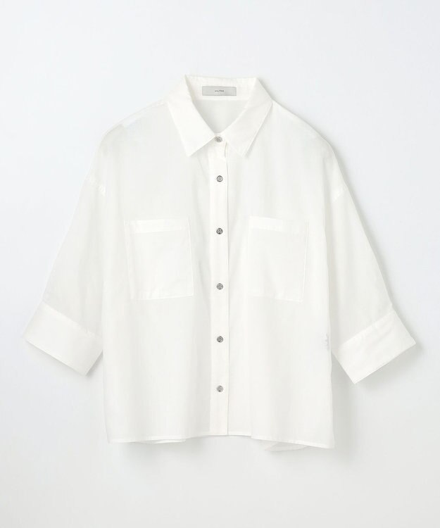 ANY コットンエアーウォッシュ5分袖シャツ ホワイト
