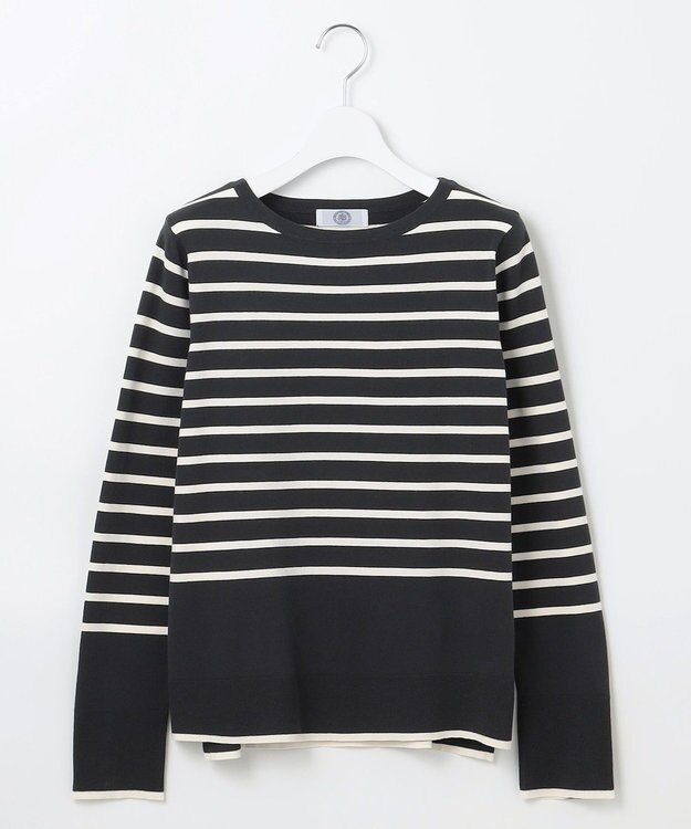 J.PRESS LADIES L 【洗える】VIGODA ボーダー ニット スレート×アイボリー系