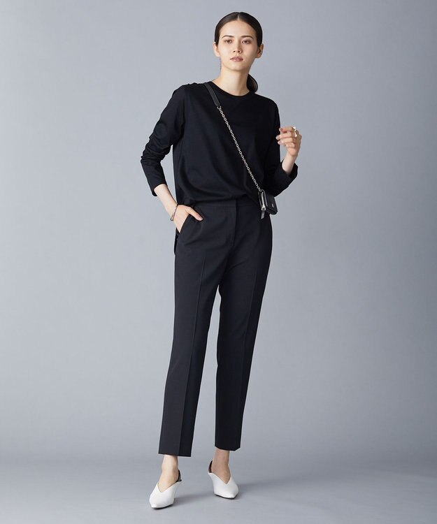 ICB 【洗える】シンプルジャージー ロングスリーブTシャツ ブラック系