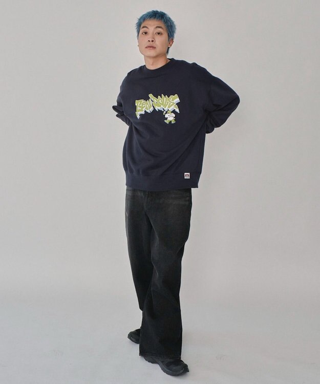 WEGO 【ユニセックス着用ITEM/MLサイズ展開】別注BENDAVISバブルロゴプルオーバー ネイビー