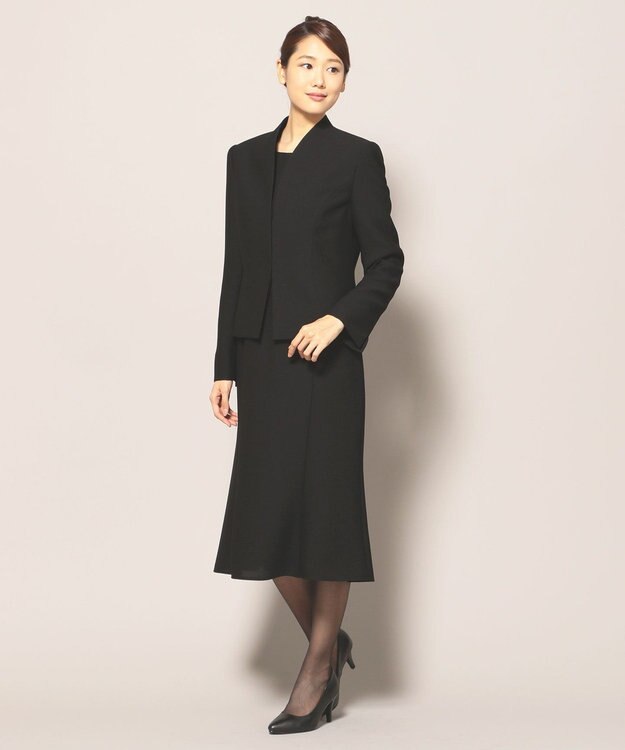 自由区 FORMAL 【前開きワンピース】ネルファータリンググログラン ジャケット+ワンピース ブラック系