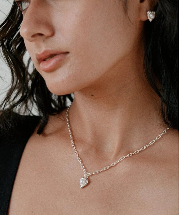 yoaa シルバー925 ハートピンクアコヤパールネックレス シルバー925