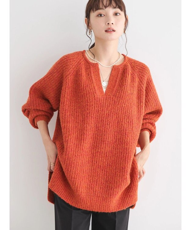 AMERICAN HOLIC ミックスヤーンカフタンニットプルオーバー Red