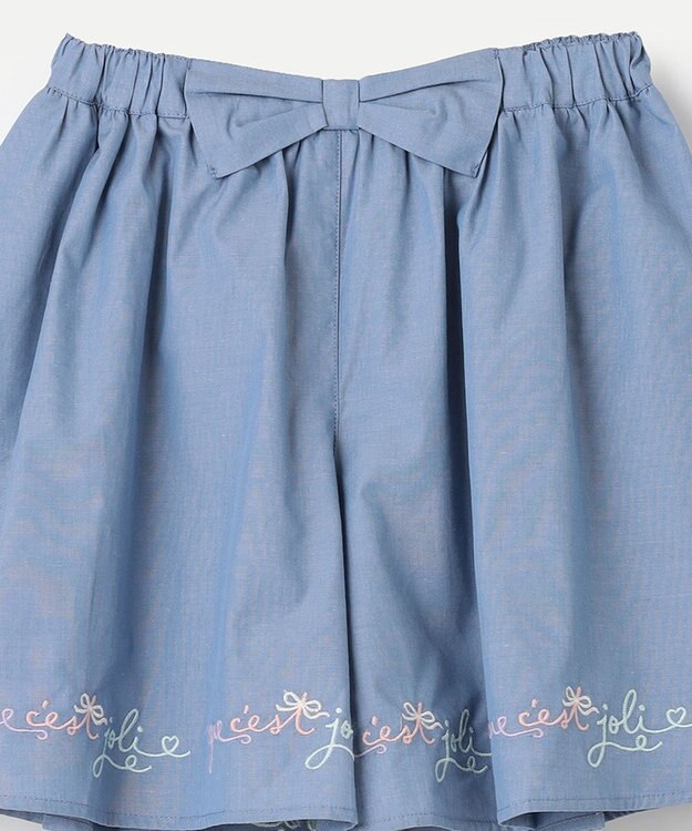 ANY KIDS 刺繍 キュロット デニムブルー×ロゴ