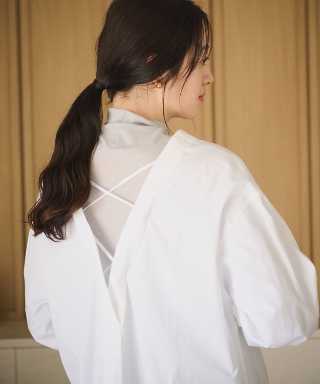 #Newans 【ANSWER for ヘルシーカジュアル】クロスリボンシャツ ホワイト系