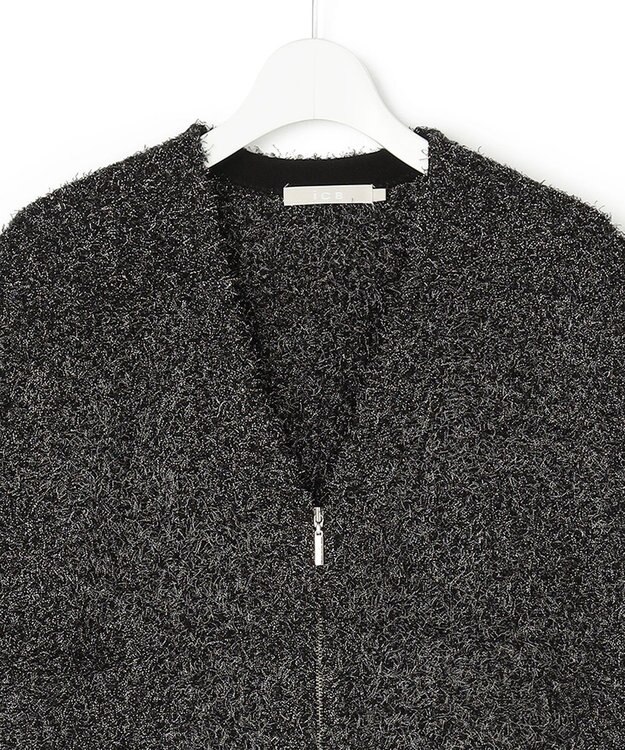 ICB ツイーディーニット ジップアップジレ ブラックミックス