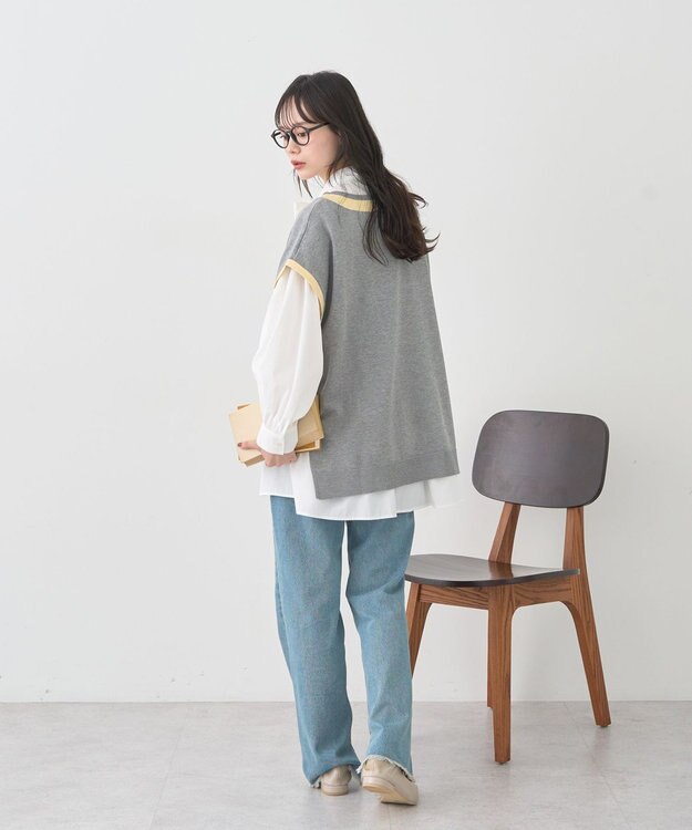 earth music&ecology チルデンライクベスト Gray Mixture