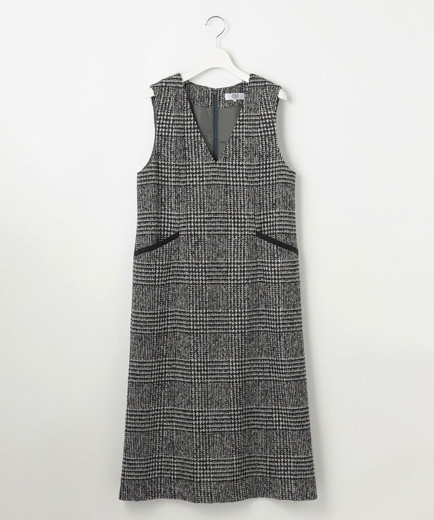 J.PRESS LADIES L ウールシルクツイードグレンチェック ジャンパースカート モノトーン系3