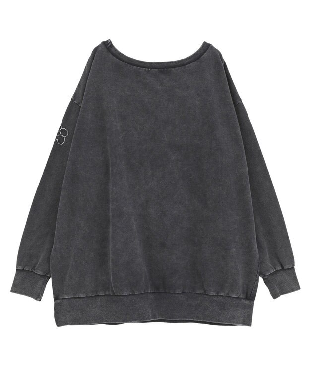 earth music&ecology ランダム刺繍オフショルプルオーバー Charcoal Gray