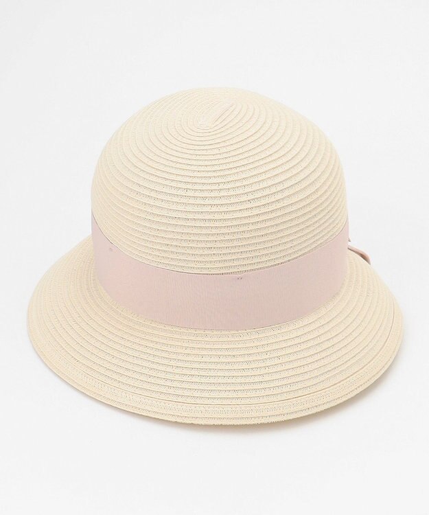 ANY KIDS ウオッシャブル後ろ割れリボンハット ホワイト×ピンクリボン