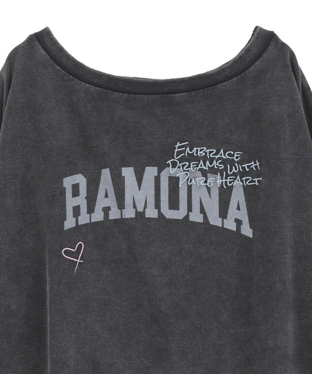 earth music&ecology ランダム刺繍オフショルプルオーバー Charcoal Gray