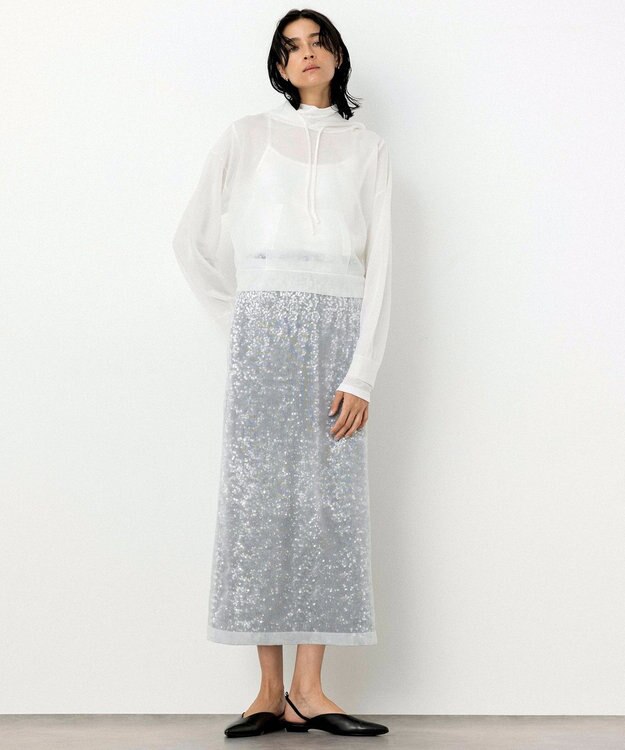 NAVE 【Nave・洗える】スパンコール スカート シルバー系