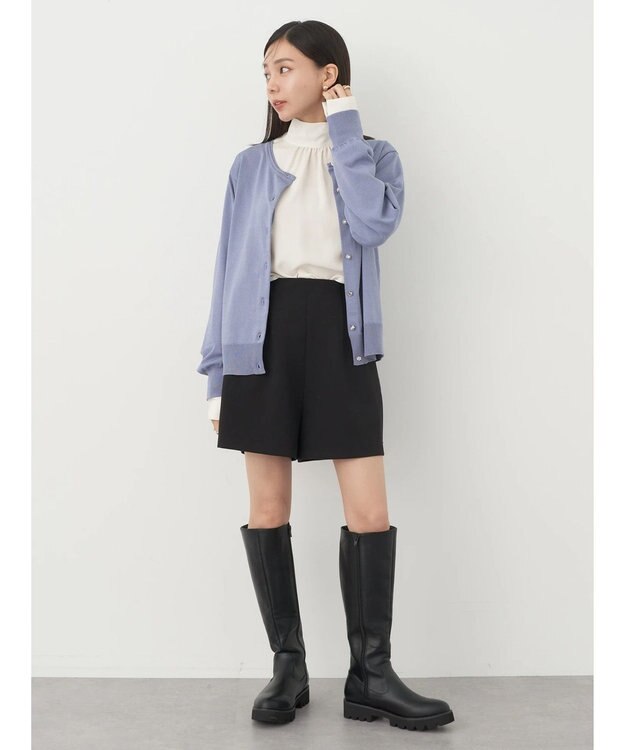 earth music&ecology いろいろ釦クルーネックカーディガン Sax