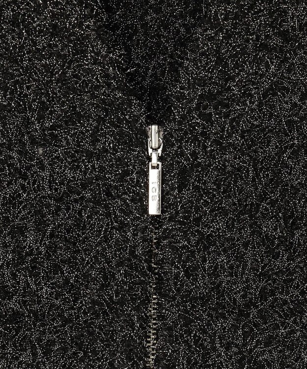 ICB ツイーディーニット ジップアップジレ ブラックミックス