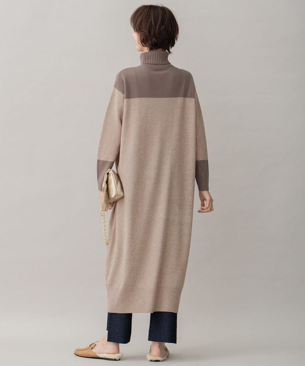 自由区 【洗える】セミウーステッドウール ニットワンピース ベージュ系1