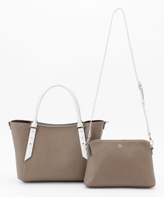 J.PRESS LADIES 【2点セット・A4サイズ収納可】MULTIトートバッグ モカ×シルバー系